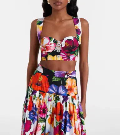Dolce & Gabbana Floral cotton crop top | Thumbnail 2 Dolce & Gabbana Floral cotton crop top | Thumbnail 2