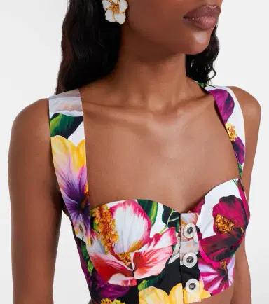 Dolce & Gabbana Floral cotton crop top | Thumbnail 4 Dolce & Gabbana Floral cotton crop top | Thumbnail 4