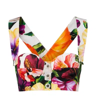 Dolce & Gabbana Floral cotton crop top | Thumbnail 1 Dolce & Gabbana Floral cotton crop top | Thumbnail 1