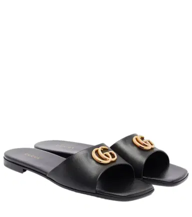 Gucci Double G leather slides | Thumbnail 1 Gucci Double G leather slides | Thumbnail 1