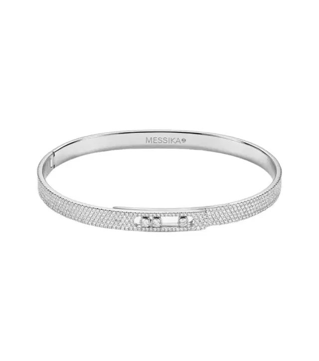 Move Noa 18kt white gold bangle with diamonds Move Noa 18kt white gold bangle with diamonds