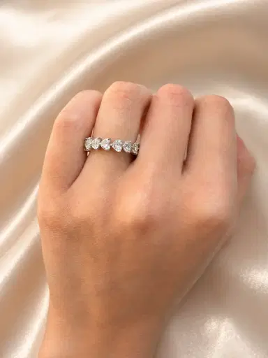 Wish Fine Jewelry 2.78ct Diamond 18K Gold Heart Eternity Ring | Thumbnail 2 Wish Fine Jewelry 2.78ct Diamond 18K Gold Heart Eternity Ring | Thumbnail 2