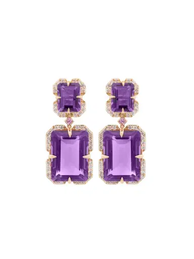 Wish Fine Jewelry 24.75 Amethyst Pink Sapphire Diamond 18K Earrings | Thumbnail 1 Wish Fine Jewelry 24.75 Amethyst Pink Sapphire Diamond 18K Earrings | Thumbnail 1