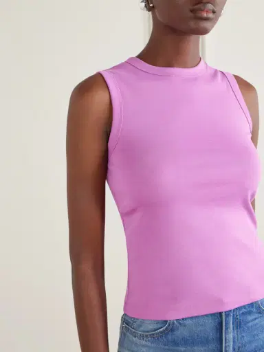 FLORE FLORE Esmé Ribbed Organic Cotton-jersey Tank | Thumbnail 4 FLORE FLORE Esmé Ribbed Organic Cotton-jersey Tank | Thumbnail 4