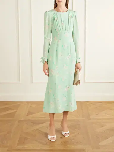 Alessandra Rich Floral-print Silk Midi Dress | Thumbnail 2 Alessandra Rich Floral-print Silk Midi Dress | Thumbnail 2