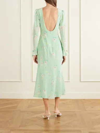 Alessandra Rich Floral-print Silk Midi Dress | Thumbnail 3 Alessandra Rich Floral-print Silk Midi Dress | Thumbnail 3
