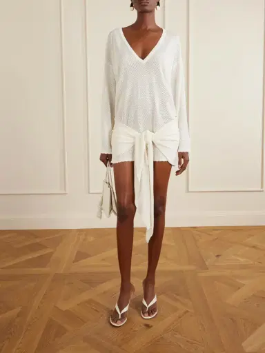 The Attico Knotted Perforated Jersey Mini Dress | Thumbnail 2 The Attico Knotted Perforated Jersey Mini Dress | Thumbnail 2
