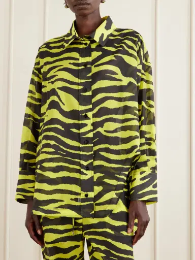 The Attico Asymmetric Animal-print Cotton Shirt | Thumbnail 3 The Attico Asymmetric Animal-print Cotton Shirt | Thumbnail 3