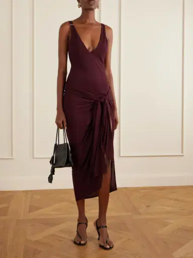 The Attico Knotted Ribbed Lyocell Midi Dress | Thumbnail 2 The Attico Knotted Ribbed Lyocell Midi Dress | Thumbnail 2