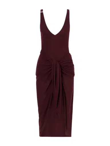The Attico Knotted Ribbed Lyocell Midi Dress | Thumbnail 1 The Attico Knotted Ribbed Lyocell Midi Dress | Thumbnail 1