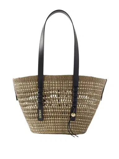 Loewe + Paula's Ibiza Braid Medium Leather-trimmed Raffia Tote | Thumbnail 1 Loewe + Paula's Ibiza Braid Medium Leather-trimmed Raffia Tote | Thumbnail 1