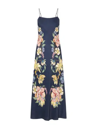 Farm Rio Maira Floral-print Satin Maxi Dress | Thumbnail 1 Farm Rio Maira Floral-print Satin Maxi Dress | Thumbnail 1