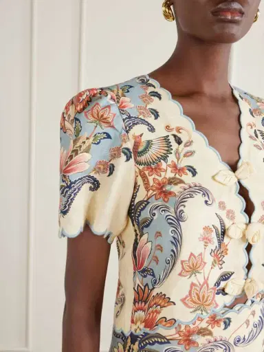 Farm Rio Cropped Floral-appliquéd Printed Linen Top | Thumbnail 4 Farm Rio Cropped Floral-appliquéd Printed Linen Top | Thumbnail 4