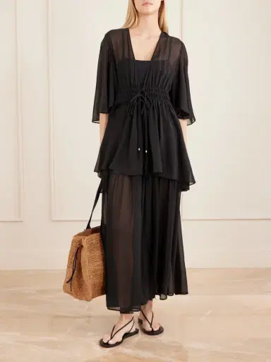 Eres Midnight Shirred Muslin Maxi Skirt | Thumbnail 2 Eres Midnight Shirred Muslin Maxi Skirt | Thumbnail 2