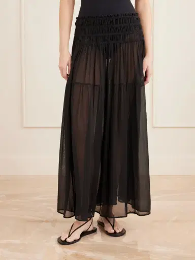Eres Midnight Shirred Muslin Maxi Skirt | Thumbnail 3 Eres Midnight Shirred Muslin Maxi Skirt | Thumbnail 3