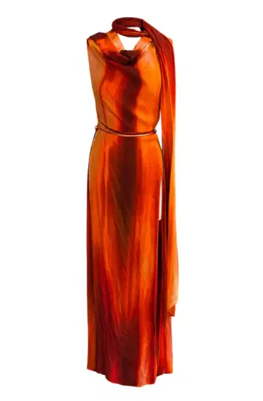 LaQuan Smith Asymmetrical Draped Dress with Scarf | Thumbnail 1 LaQuan Smith Asymmetrical Draped Dress with Scarf | Thumbnail 1