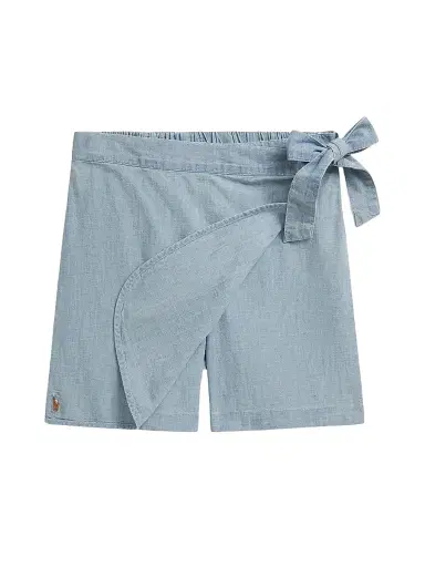 Polo Ralph Lauren Little Girl's & Girl's Chambray Wrap Skort - New Medium Wash | Thumbnail 2 Polo Ralph Lauren Little Girl's & Girl's Chambray Wrap Skort - New Medium Wash | Thumbnail 2