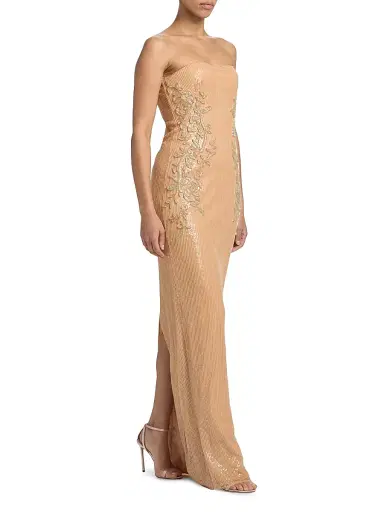 Atelier Prabal Gurung Women's Michaela Sequined Floral Strapless Gown - Beige | Thumbnail 2 Atelier Prabal Gurung Women's Michaela Sequined Floral Strapless Gown - Beige | Thumbnail 2