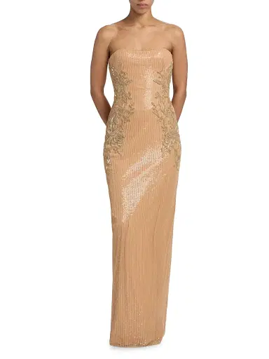 Atelier Prabal Gurung Women's Michaela Sequined Floral Strapless Gown - Beige | Thumbnail 3 Atelier Prabal Gurung Women's Michaela Sequined Floral Strapless Gown - Beige | Thumbnail 3