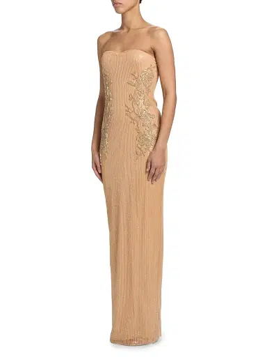 Atelier Prabal Gurung Women's Michaela Sequined Floral Strapless Gown - Beige | Thumbnail 4 Atelier Prabal Gurung Women's Michaela Sequined Floral Strapless Gown - Beige | Thumbnail 4