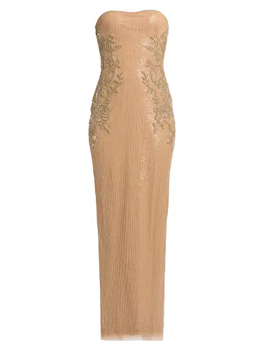 Atelier Prabal Gurung Women's Michaela Sequined Floral Strapless Gown - Beige | Thumbnail 1 Atelier Prabal Gurung Women's Michaela Sequined Floral Strapless Gown - Beige | Thumbnail 1