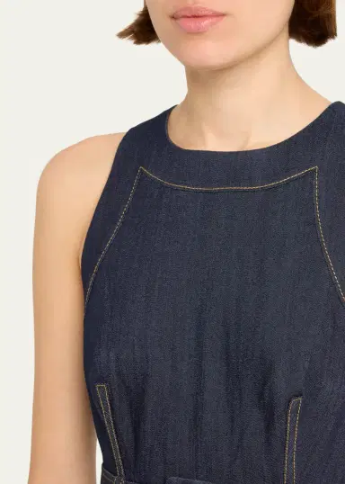 Cinq à Sept Zelda Belted Asymmetric Sleeveless Denim Midi Dress | Thumbnail 5 Cinq à Sept Zelda Belted Asymmetric Sleeveless Denim Midi Dress | Thumbnail 5