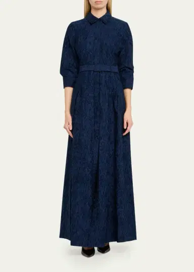 Jonathan Simkhai Standard Courtney Belted Organza Jacquard Gown | Thumbnail 2 Jonathan Simkhai Standard Courtney Belted Organza Jacquard Gown | Thumbnail 2