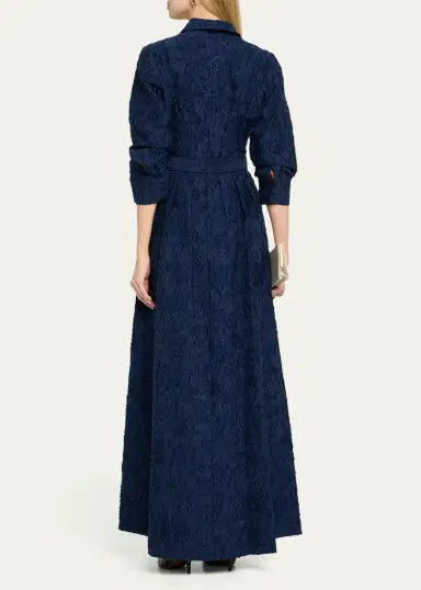 Jonathan Simkhai Standard Courtney Belted Organza Jacquard Gown | Thumbnail 3 Jonathan Simkhai Standard Courtney Belted Organza Jacquard Gown | Thumbnail 3
