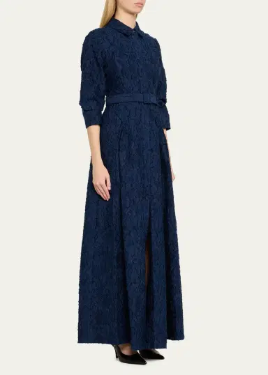 Jonathan Simkhai Standard Courtney Belted Organza Jacquard Gown | Thumbnail 4 Jonathan Simkhai Standard Courtney Belted Organza Jacquard Gown | Thumbnail 4