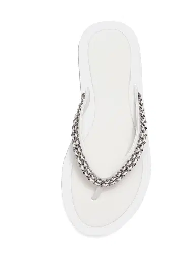 Tory Burch Women's Kira Chain Leather Flip-Flops - Bianco Laredo - Size 6 | Thumbnail 3 Tory Burch Women's Kira Chain Leather Flip-Flops - Bianco Laredo - Size 6 | Thumbnail 3