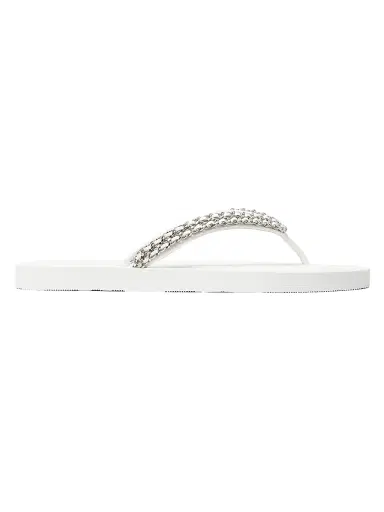 Tory Burch Women's Kira Chain Leather Flip-Flops - Bianco Laredo - Size 6 | Thumbnail 1 Tory Burch Women's Kira Chain Leather Flip-Flops - Bianco Laredo - Size 6 | Thumbnail 1