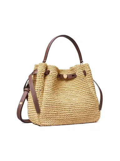 Tory Burch Women's Romy Straw Bucket Bag | Thumbnail 4 Tory Burch Women's Romy Straw Bucket Bag | Thumbnail 4