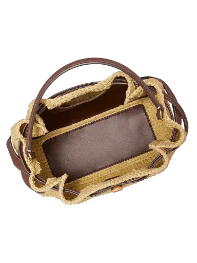 Tory Burch Women's Romy Straw Bucket Bag | Thumbnail 5 Tory Burch Women's Romy Straw Bucket Bag | Thumbnail 5