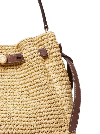 Tory Burch Women's Romy Straw Bucket Bag | Thumbnail 6 Tory Burch Women's Romy Straw Bucket Bag | Thumbnail 6