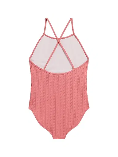 Polo Ralph Lauren Little Girl's & Girl's Mini-Cable Jacquard One-Piece Swimsuit - Desert Rose | Thumbnail 2 Polo Ralph Lauren Little Girl's & Girl's Mini-Cable Jacquard One-Piece Swimsuit - Desert Rose | Thumbnail 2