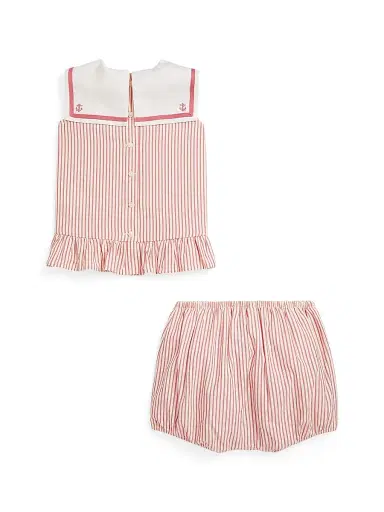 Polo Ralph Lauren Baby Girl's Striped Top & Bloomers Set - Red 9 Months | Thumbnail 2 Polo Ralph Lauren Baby Girl's Striped Top & Bloomers Set - Red 9 Months | Thumbnail 2