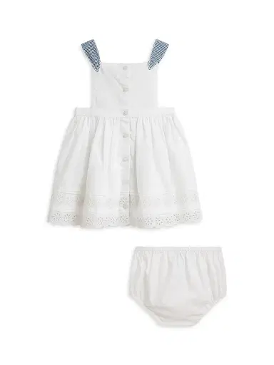 Polo Ralph Lauren Baby Girl's Eyelet Cotton Poplin Dress & Bloomers Set - Deckwash White 9 Months | Thumbnail 2 Polo Ralph Lauren Baby Girl's Eyelet Cotton Poplin Dress & Bloomers Set - Deckwash White 9 Months | Thumbnail 2