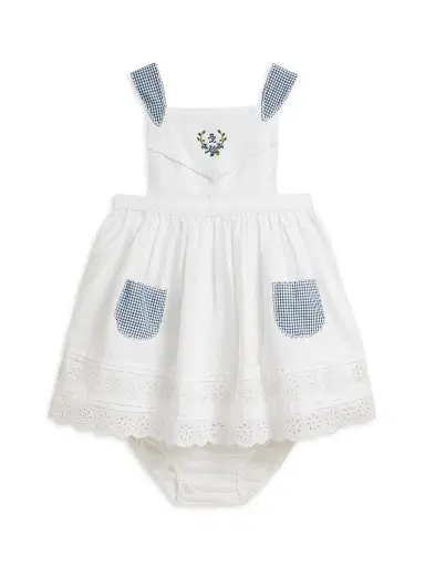 Polo Ralph Lauren Baby Girl's Eyelet Cotton Poplin Dress & Bloomers Set - Deckwash White 9 Months | Thumbnail 1 Polo Ralph Lauren Baby Girl's Eyelet Cotton Poplin Dress & Bloomers Set - Deckwash White 9 Months | Thumbnail 1