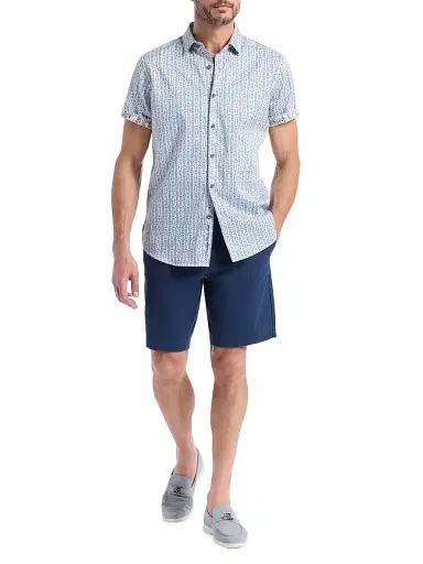 Robert Graham Men's Napier Printed Short-Sleeve Stretch-Cotton Shirt | Thumbnail 2 Robert Graham Men's Napier Printed Short-Sleeve Stretch-Cotton Shirt | Thumbnail 2