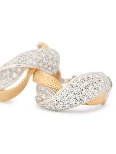 Marco Bicego Women's Marrakech 18K Yellow & White Gold & 1.56 TCW Diamond Twisted Hoop Earrings - Yellow Gold | Thumbnail 3 Marco Bicego Women's Marrakech 18K Yellow & White Gold & 1.56 TCW Diamond Twisted Hoop Earrings - Yellow Gold | Thumbnail 3