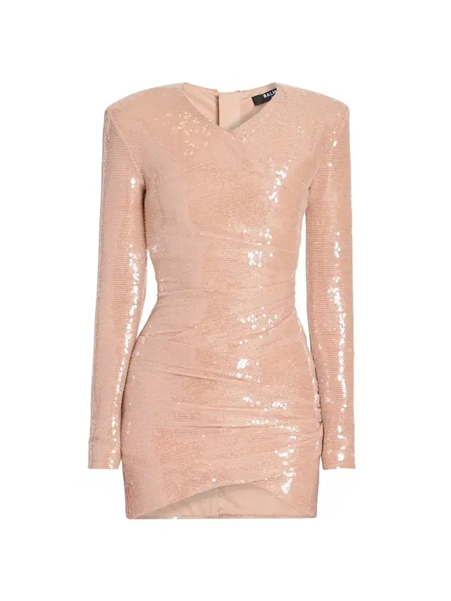 Women's Sequined Draped Minidress - Rose Pale Women's Sequined Draped Minidress - Rose Pale
