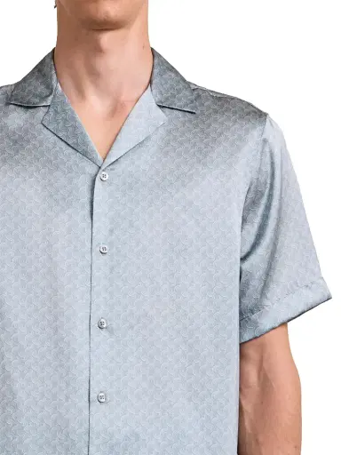 Frescobol Carioca Men's Roberto Printed Silk Camp Shirt - Coastal Blue | Thumbnail 4 Frescobol Carioca Men's Roberto Printed Silk Camp Shirt - Coastal Blue | Thumbnail 4