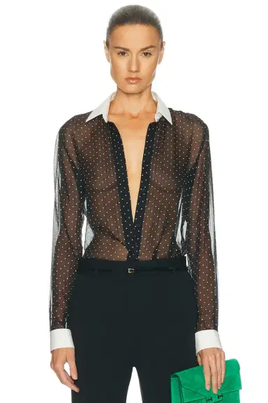 Tom Ford Polka Dot Silk Chiffon Shirt | Thumbnail 1 Tom Ford Polka Dot Silk Chiffon Shirt | Thumbnail 1