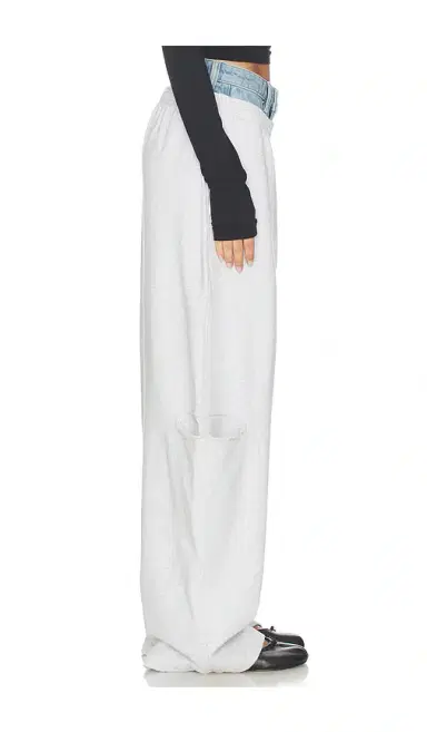 Alexander Wang Prestyled Slashed Sweatpant With Denim Waistband | Thumbnail 2 Alexander Wang Prestyled Slashed Sweatpant With Denim Waistband | Thumbnail 2