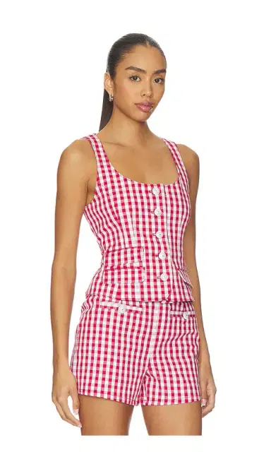 Cinq à Sept Mini Gingham Denim Lovina Top | Thumbnail 2 Cinq à Sept Mini Gingham Denim Lovina Top | Thumbnail 2