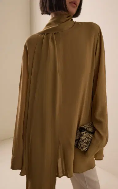TOTEME Scarf-Neck Crepe Top | Thumbnail 3 TOTEME Scarf-Neck Crepe Top | Thumbnail 3