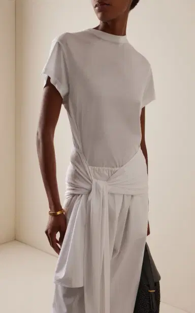 TOTEME Tie-Detailed Tencel Jersey T-Shirt | Thumbnail 2 TOTEME Tie-Detailed Tencel Jersey T-Shirt | Thumbnail 2