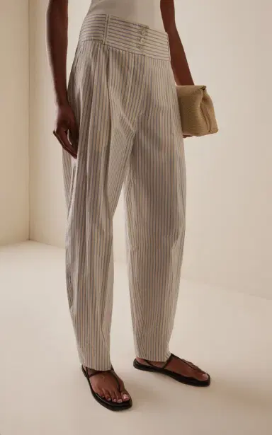 TOTEME Striped High-Rise Cotton-Silk Barrel Pants | Thumbnail 3 TOTEME Striped High-Rise Cotton-Silk Barrel Pants | Thumbnail 3