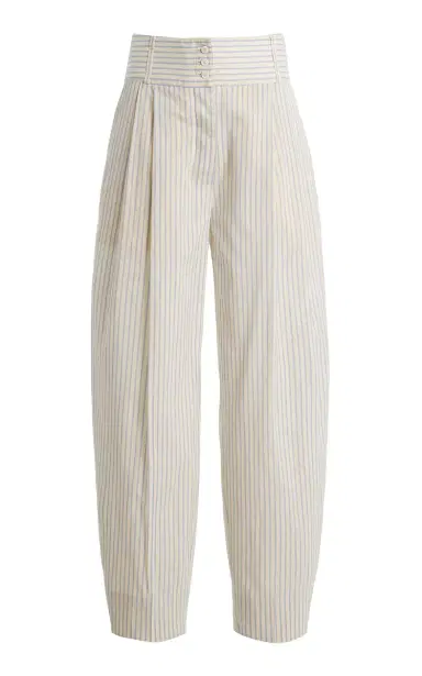 TOTEME Striped High-Rise Cotton-Silk Barrel Pants | Thumbnail 8 TOTEME Striped High-Rise Cotton-Silk Barrel Pants | Thumbnail 8