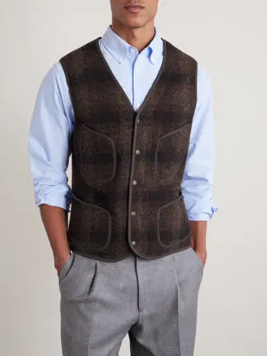 RRL Monroe Slim-Fit Checked Wool and Cotton-Blend Vest - Men | Thumbnail 3 RRL Monroe Slim-Fit Checked Wool and Cotton-Blend Vest - Men | Thumbnail 3